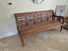 Antique Balinese Outdoor or Indoor Daybed Solid Hardwood with Carved Details