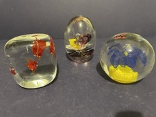 Trio Of Paperweights Fish And