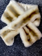 New Cream & Brown Faux Fur Collar /Pull through Scarf/ Neck Wrap BNWOT