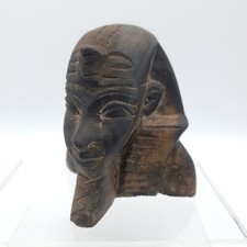 Egyptian Pharaoh King Bust headdress & reared snake 505g H.10cm Stone Carved