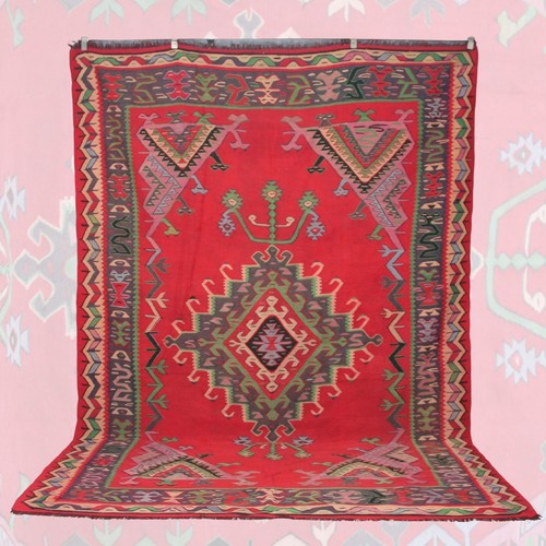 Curated vintage red - kilim, –