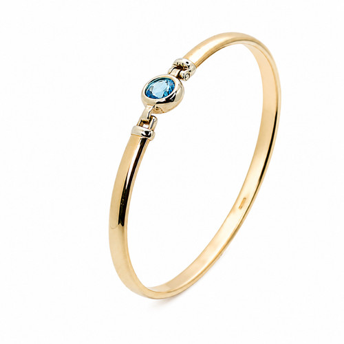 Gold bangle blue topaz yellow - blue,