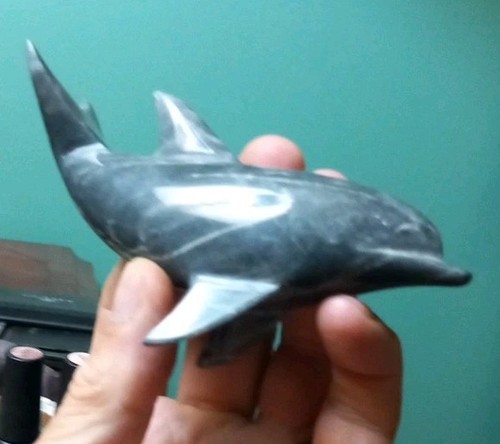 Vintage carved stone fish - stone,