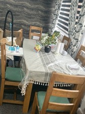 Oak Dinning Table with 6 Chairs Solid Wood Dining Set