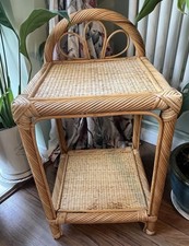 Vintage Cane Wicker Rattan Boho Bedside Table Side Table Plant Stand 62 cm 24”
