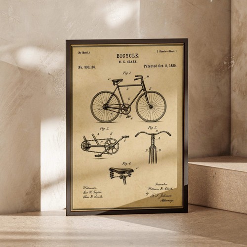 Vintage bicycle patent print - bicycle,