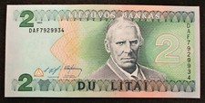 LITHUANIA  2 Litas Banknote