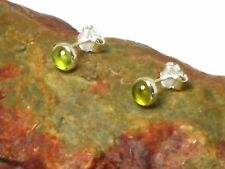 Round Green  PERIDOT  Sterling  Silver 925  Gemstone Stud Earrings - 5 mm