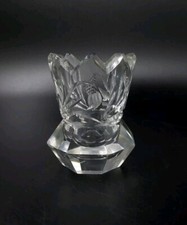 Crystal Glass Toothpick Holder Snowdrops Flowers, 6.75cm Tall Vintage Bohemian