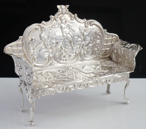 Sterling silver miniature sofa - sterling,