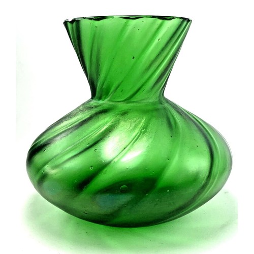 Vintage green art glass vase - vintage,