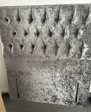 Next Distressed Grey Velour 4ft Headboard