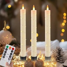 3pcs LED Electric Candles Flameless Taper Candles Fake Flickering Candlesticks