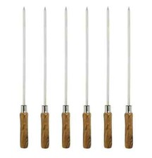 6 X BBQ Skewers Wooden Handles