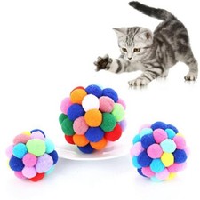 3pcs Plush Bouncy Balls For Pet Dog Cat Kitten Play Activity Fun Chew Toys Gifts