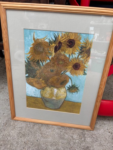 Oil painting sunflowers vase - painting,