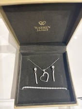 Warren James 925 Sterling Silver Earrings, Necklace, Bracelet Gift Set