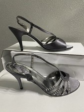 Debut By Debenhams Grey Satin/Diamante Strappy Shoes Size 7 BNWT