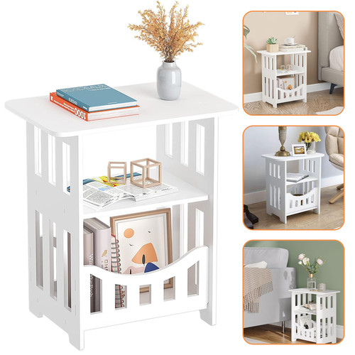 White small bedside table - white,