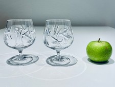 Vintage Pinwheel Crystal Brandy Glasses - Czechoslovakia 1970s