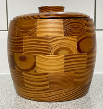 INLAID WOODEN ICE BUCKET WITH LINER HOME BAR MAN CAVE RETRO MID-CENTURY STYLE