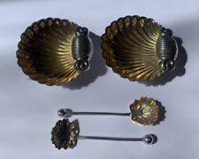 Pair of Sterling Silver Oyster Salt Dishes and Matching Spoons by Robert Pringle
