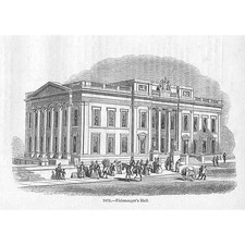 FISHMONGER'S HALL London - Antique Print 1845