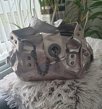 River Island Leather Handbag Silver