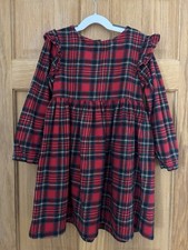 Girls red tartan frilly - tartan, knee