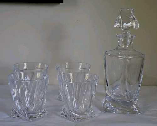 Crystal glass decanter - crystal, &