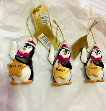 Personalised Penguin Christmas Tree Decorations Boys and Girls Names (TopH) *