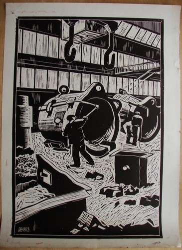 Ukrainian soviet ussr linocut - soviet,