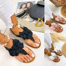 LADIES WOMENS FLAT SUMMER BOW