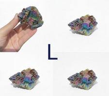 Natural Rainbow Bismuth Crystal Cluster Iridescent Metallic Mineral Stone XS–L
