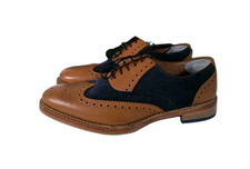 Samuel Windsor Brogues Tan Leather And Navy Men's Size 8 7.5 Se Neetaithout Tags