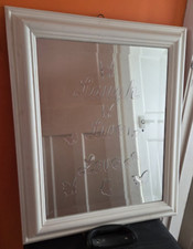 Gorgeous White Framed Mirror with Laugh Live Love & Butterflies on Front
