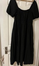 Linen Mix Dress Size 16 New Look Black 