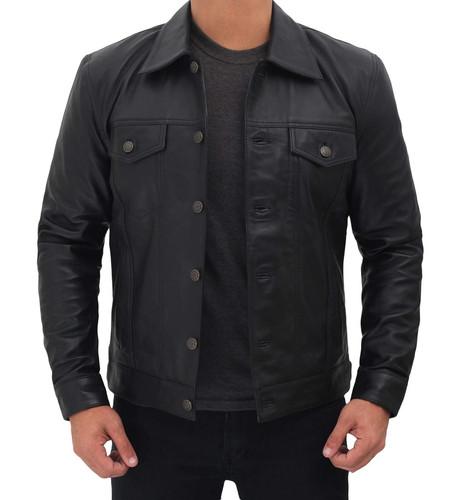 Men genuine sheepskin black - genuine,