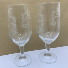 2x Etched Dutch Grolsh Pilsner Stemmed Beer Glasses 25cl Half Pint pub bar used