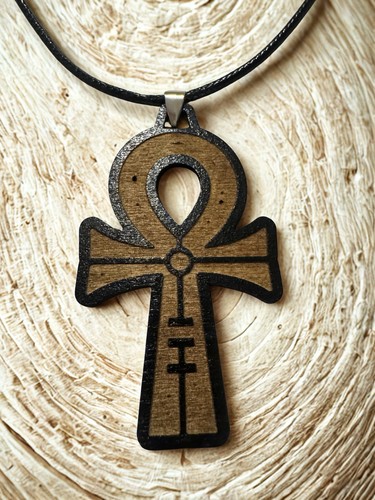 Ankh wooden cross pendant - ankh,