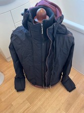 Men’s black Superdry lined windcheater jacket size medium good condition