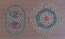 2 Wooden Beaded Coloured Table Mats - 9.5 in. circular  9.5 x 7 in. elliptical