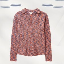 Ex White Stuff Women's Long Sleeve Rib Jersey Shirt in Orange (RRP £49)