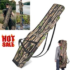 Three Layer 150cm Folding Fishing Rod Holdall Bag Carry Case For Rods & Reels UK