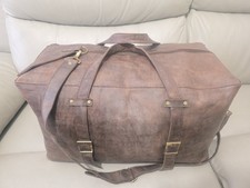 Vintage Style Handmade Real Leather Travel Duffel Bag – 52x32x30cm – New