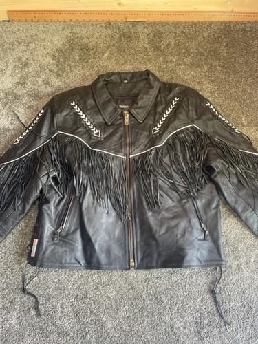 Vintage black leather fringe - vintage,