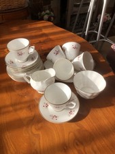 Royal Stuart Pink Peach Peonies Flowers Tea Cups, Saucers,Side Plates Bone China