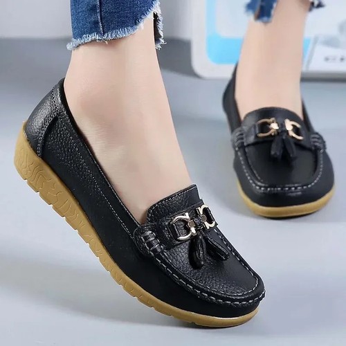Ladies leather loafer shoe - loafer,