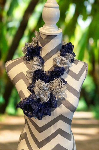 Ruffled scarf handmade - scarf, with
