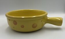 Ceramic Fondue Saucepan Pan - 6 People - Swiss Cheese Design Yellow Orange  Vgc